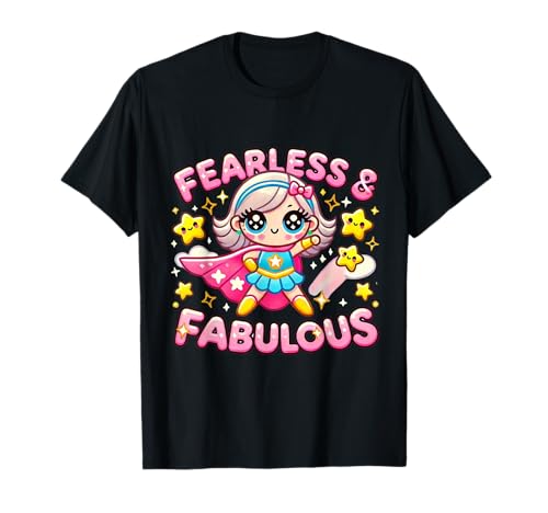 Fearless & Fabulous Kawaii Superhero Girl Cute & Empowering T-Shirt