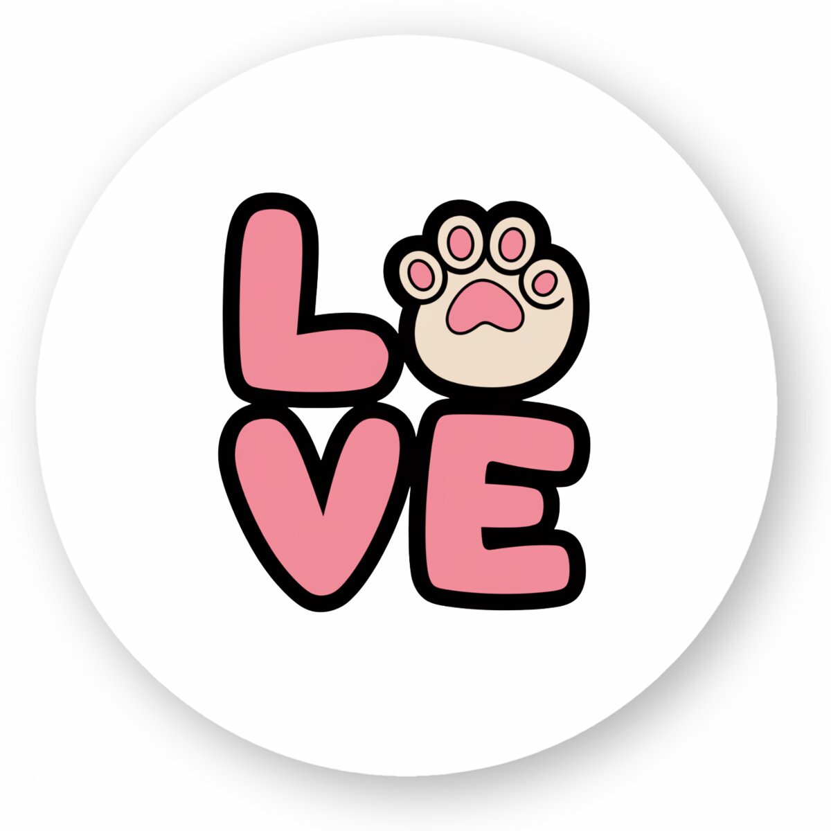 Kawaii Love Sticker with Kitten Paw