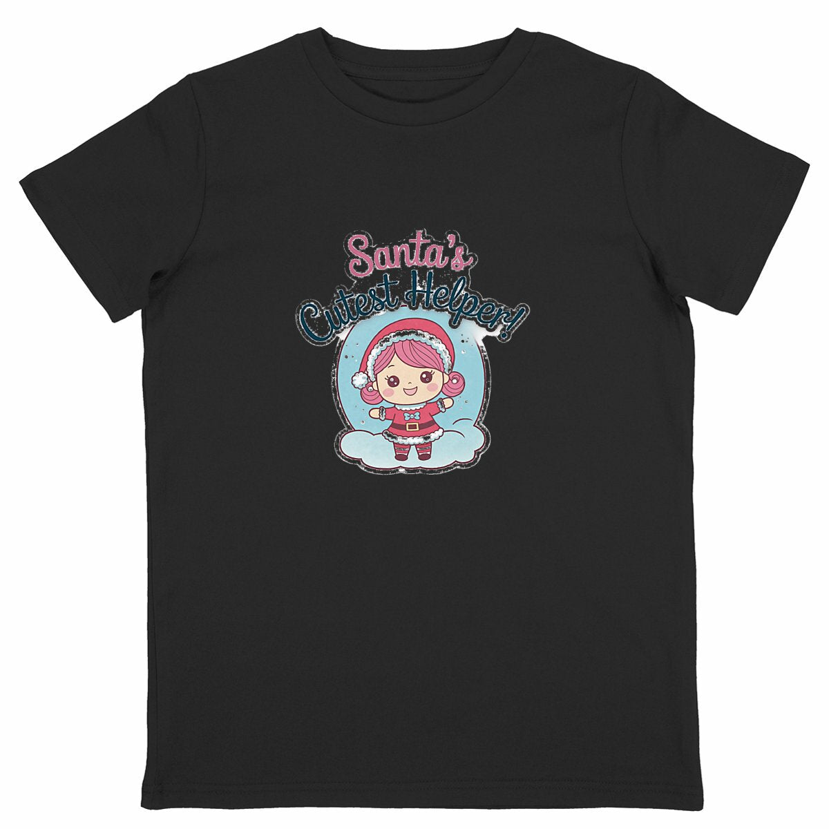 Santa's Cutest Helper Kawaii Christmas T-Shirt for Kids