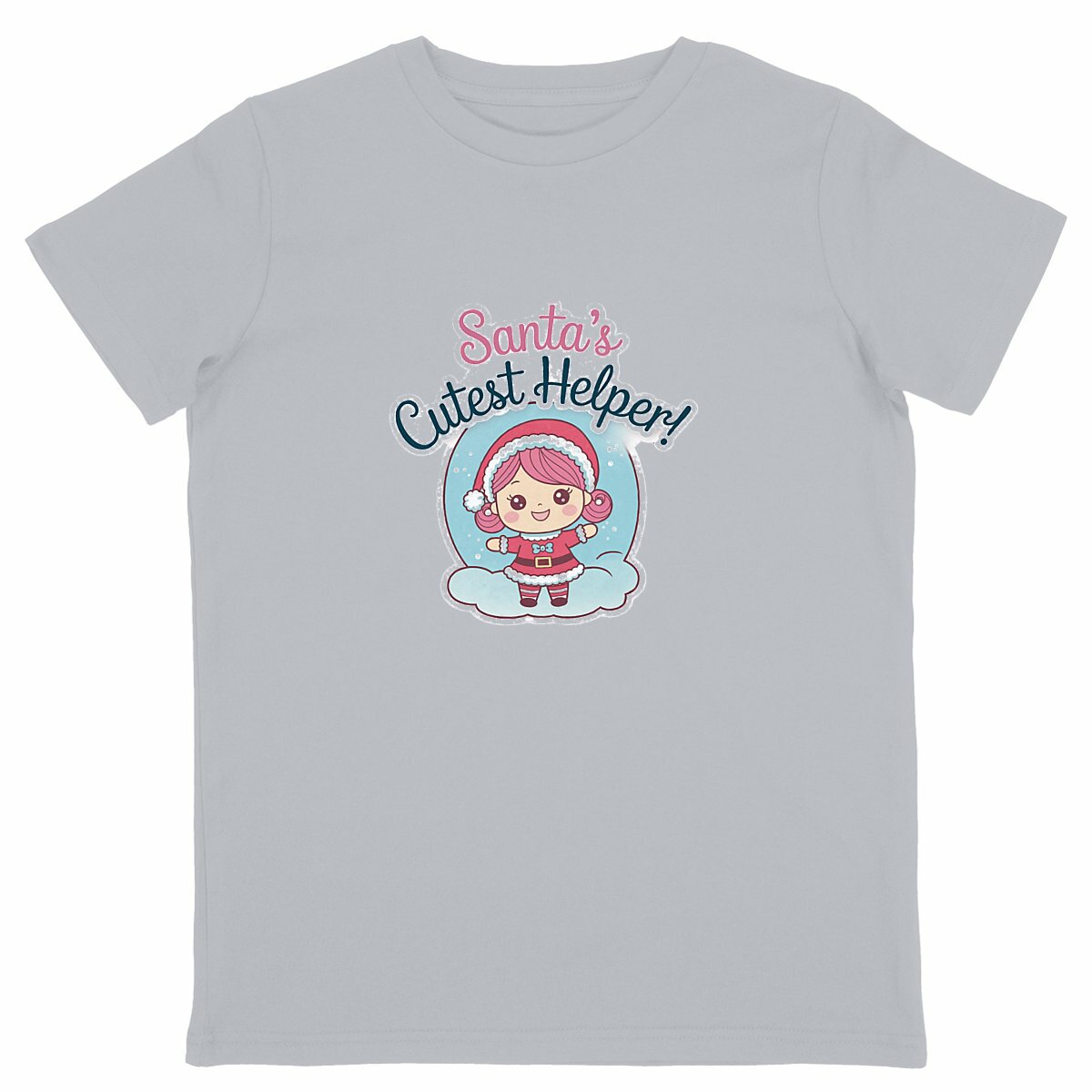 Santa's Cutest Helper Kawaii Christmas T-Shirt for Kids