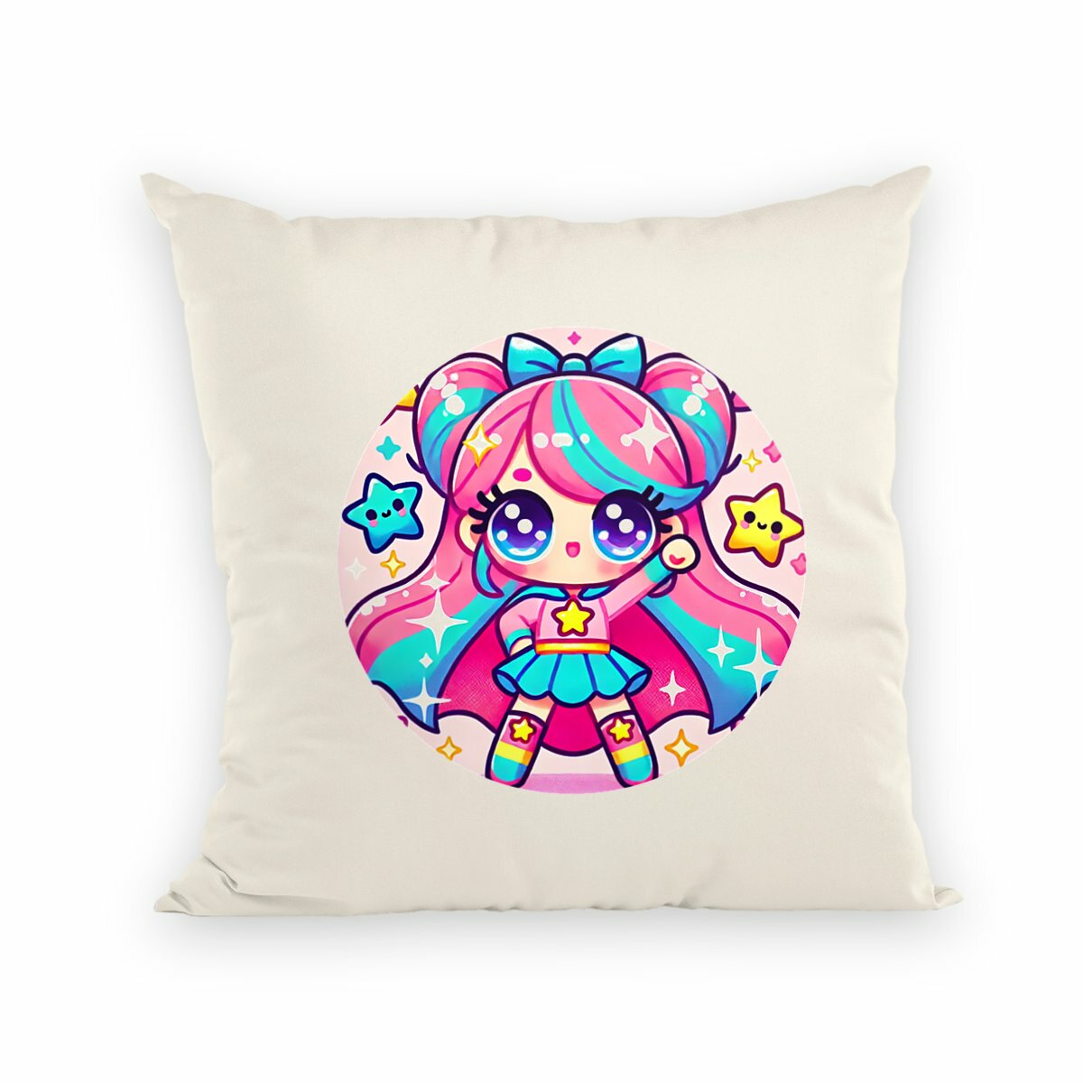 Cute Kawaii Girl Superhero Pillow