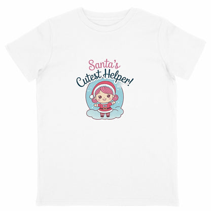 Santa's Cutest Helper Kawaii Christmas T-Shirt for Kids